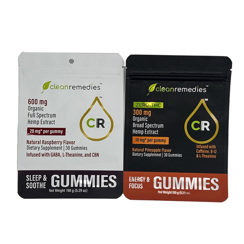 Clean Remedies Delta 8 600mg THC Gummies Mylar Bags